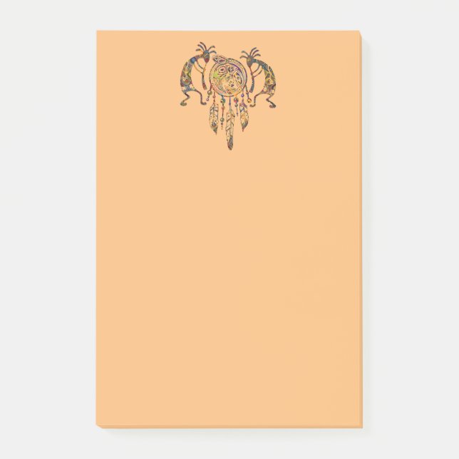 Indianerin Kokopelli Whale Dreamcatcher 2 Post-it Klebezettel (Vorderseite)