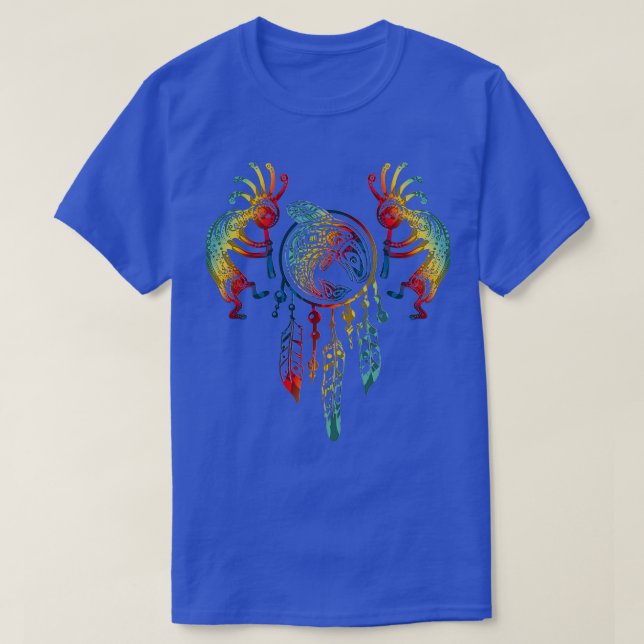 Indianerin Kokopelli Whale Dreamcatcher T-Shirt (Design vorne)