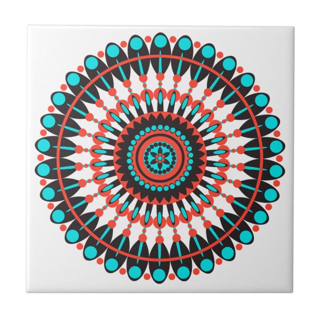 Indianerin Mandala Fliese (Vorderseite)