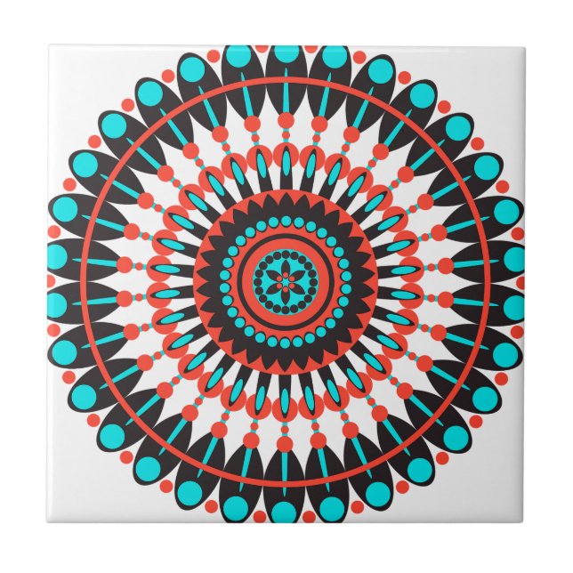 Indianerin Mandala Fliese (Vorderseite)