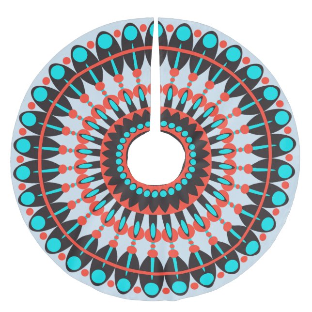 Indianerin Mandala Polyester Weihnachtsbaumdecke (Vorderseite)