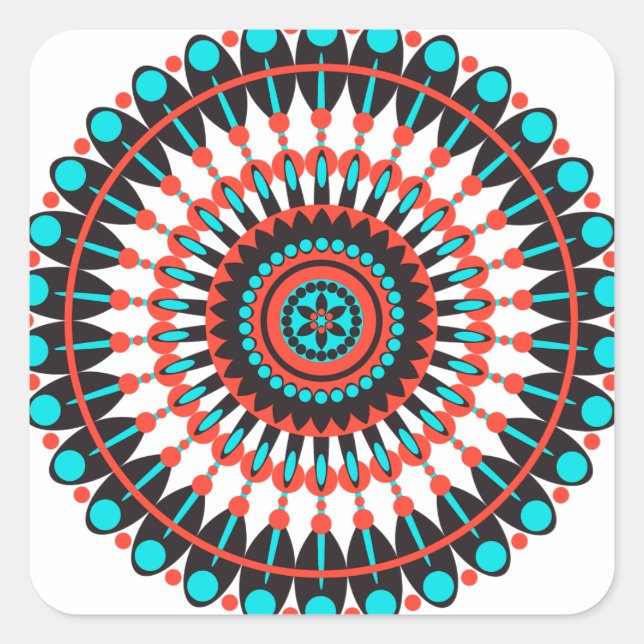 Indianerin Mandala Quadratischer Aufkleber (Vorderseite)