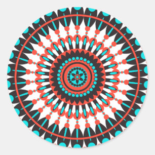 Indianerin Mandala Runder Aufkleber