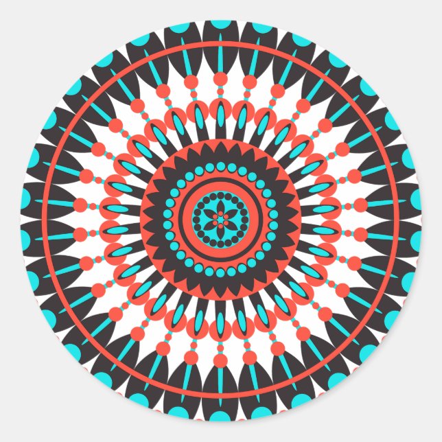 Indianerin Mandala Runder Aufkleber (Vorderseite)