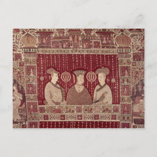 Indianerin mit europäischen Händlern, Madras Postkarte