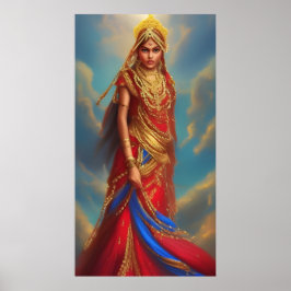 Indianerin rotes Goldkleid Poster