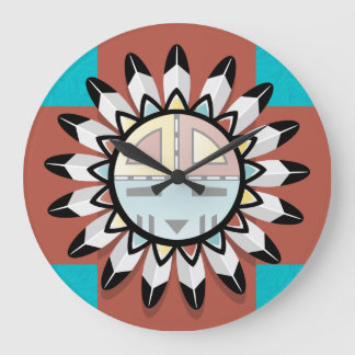 Indianerische Abstrakte Kunst Hopi Mask Große Wanduhr