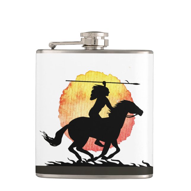 Indianerischer Vinyl Wrapped Flask Flachmann (Vorderseite)