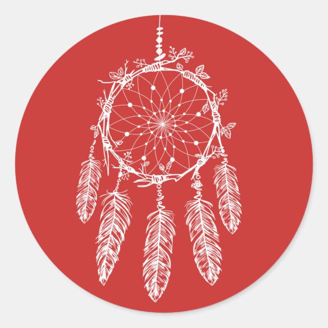Indianerisches amerikanisches Traum-Catcher-Rotes  Runder Aufkleber (Vorderseite)