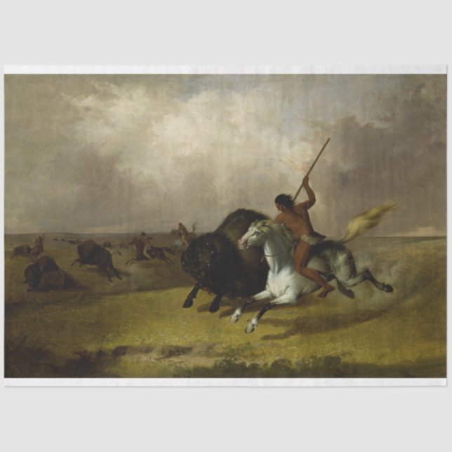 Indianerjagd Buffalo Decoupage Seidenpapier (Vorderseite)