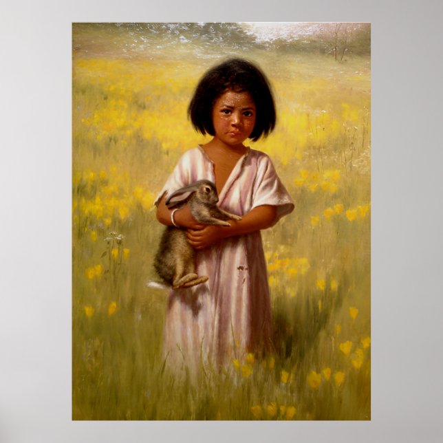 Indianermädchen mit Kaninchen   Poster (Vorne)