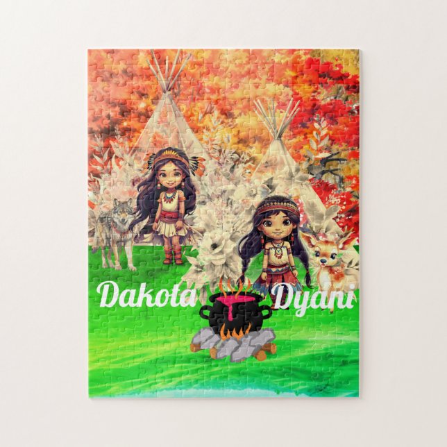 Indianermädchen mit Waldtieren (Vertikal)