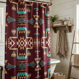 Indianermaroon und Türkis Duschvorhang