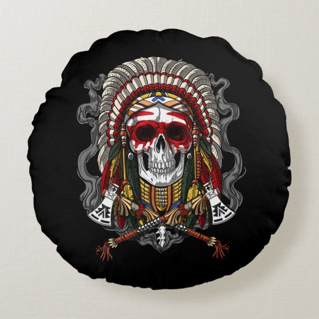 Indianeroberhaube Rundes Kissen (Vorderseite)