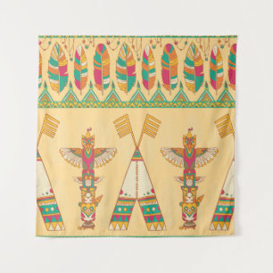 Indianerornamensches, nahtloses Zierpat Wandteppich
