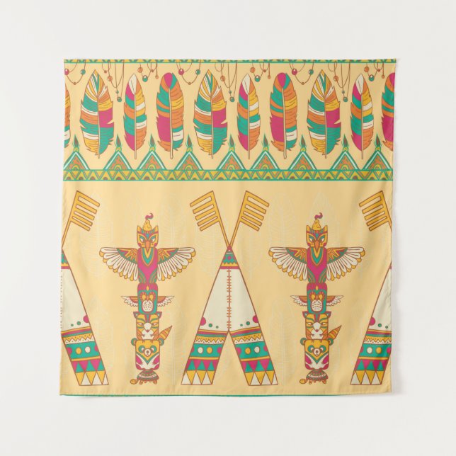 Indianerornamensches, nahtloses Zierpat Wandteppich (Vorderseite)