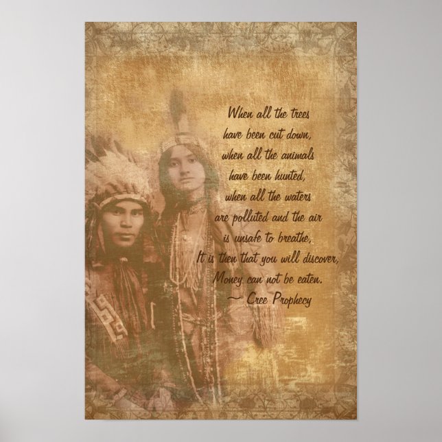 Indianerpaar Amerikanische Ureinwohner Cree Prophe Poster (Vorne)