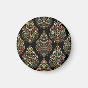 Indianerpaisley, geometrischer schwarzer Hintergru Magnet