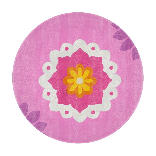 Indianerpinke und lila Mandala Schneidebrett (Vorderseite)