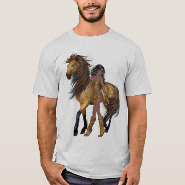 Indianerprinzessin und Pferd-Shirt T-Shirt (Vorderseite)