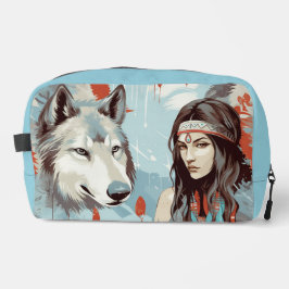 Indianerprinzessin, Wolf Toilettentasche Waschbeutel
