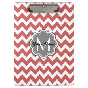 Indianerrot Zickzack floral Grau Monogramm Klemmbrett