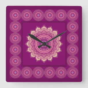 Indianerschmuck Quadratische Wanduhr