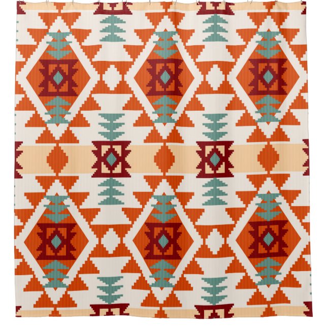 Indianerstil Geometrie nahtlos Duschvorhang (Vorderseite)