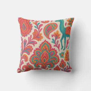 indianisch-böhmische Sinti und Roma-Stil Aquarell Kissen