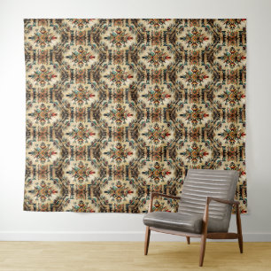 Indianische ethnische Kunst Stammesmuster Vintage Wandteppich