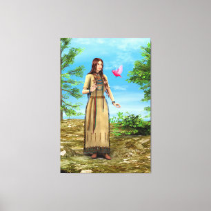 Indianische Frau Waldvogel-Kunst Leinwanddruck