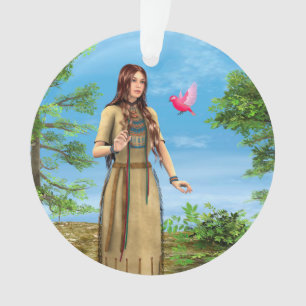 Indianische Frau Waldvogel Kunst Ornament