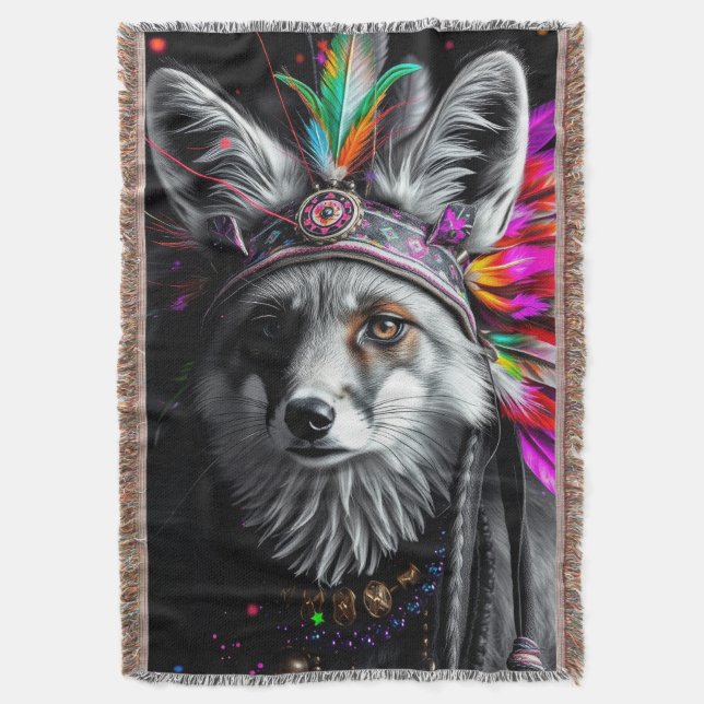 Indianische Fuchs-Kunst Decke (Vorderseite Vertikal)