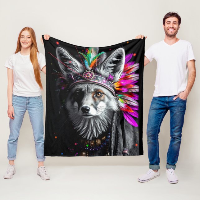 Indianische Fuchs-Kunst Fleecedecke (Beispiel)