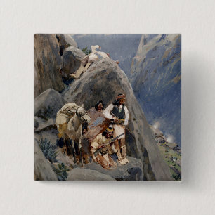 Indianische Ikonen: Apache Krieger, US-Kavallerie Button