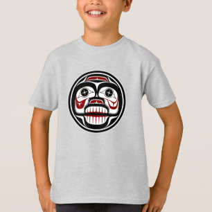 Indianische Rot-Schwarz-Kunst Weinender Schädel T-Shirt