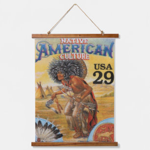 Indianische Südwestkunst der amerikanischen Ureinw Wandteppich Mit Holzrahmen