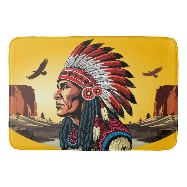 Indianischer Chef der wilden Landschaft Sunset Badematte (Vorderseite)