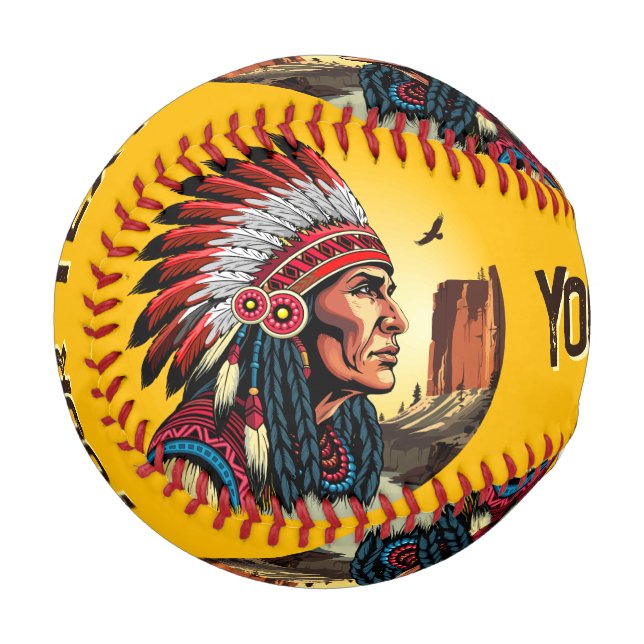 Indianischer Chef der wilden Landschaft Sunset Baseball (Vorderseite Links)