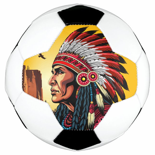 Indianischer Chef der wilden Landschaft Sunset Fußball (Vorderseite)