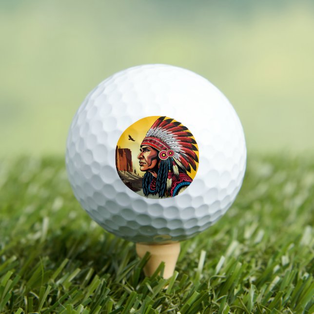 Indianischer Chef der wilden Landschaft Sunset Golfball (Insitu T-Shirt)