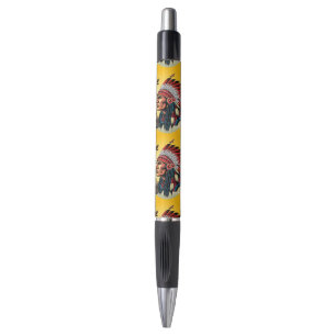 Indianischer Chef der wilden Landschaft Sunset Pen Kugelschreiber