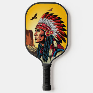 Indianischer Chef der wilden Landschaft Sunset Pickleball Schläger