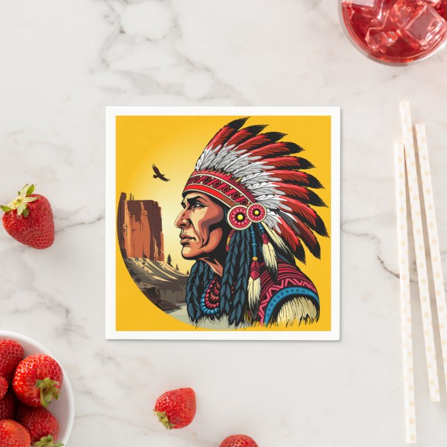 Indianischer Chef der wilden Landschaft Sunset Serviette (Beispiel)