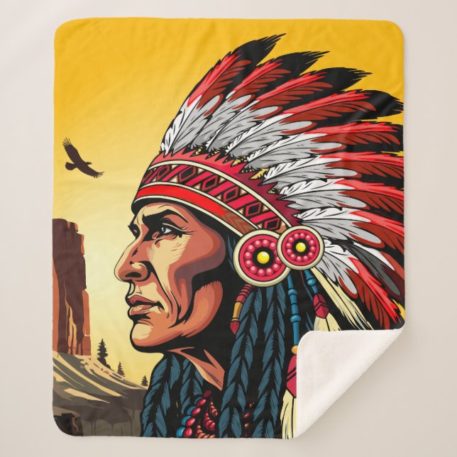 Indianischer Chef der wilden Landschaft Sunset Sherpadecke (Vorderseite)