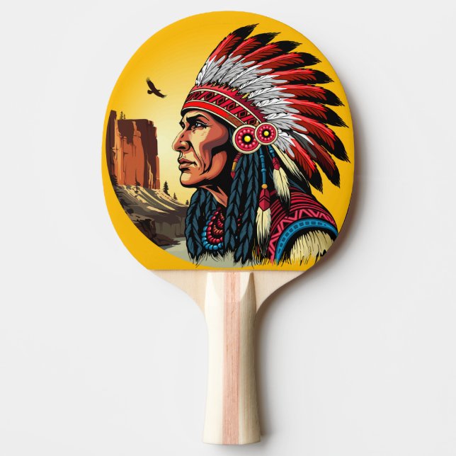 Indianischer Chef der wilden Landschaft Sunset Tischtennis Schläger (Vorderseite)