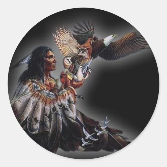 Indianischer Chef Runder Aufkleber (Vorderseite)