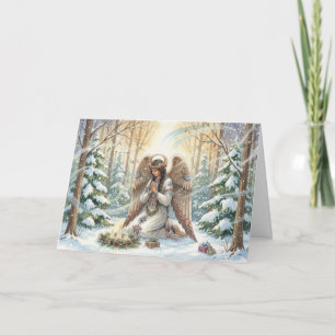 Indianischer Engel betet für Weihnachtsfrieden Feiertagskarte