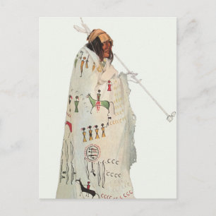 Indianischer Krieger mit Pfeife Porträt von Karl B Postkarte