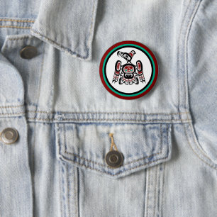 Indianischer Rot-Schwarz Kaigani Donnervogel Button